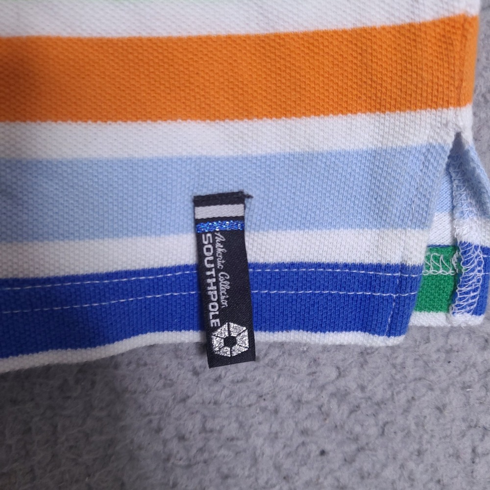 Southpole Polo Shirt Mens Large Colorful Striped‎ Authentic Collection Cotton - Picture 3 of 11
